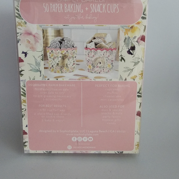 50 PC Cupcakes Baking & Snack Cups Pink Floral  Spring Easter Rabbit - Picture 3 of 9